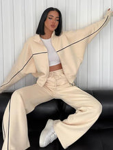 womens clothing 2 pieces set Casual Sports Suits Long Sleeved Half High Collar Cardigan Sweater Trouser Tracksuit Women Clothing