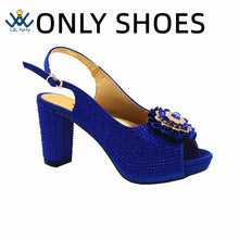 2022 Sweet  Special Design Women Crystal Style African Ladies Party Shoes Matching Bag in Magenta Color