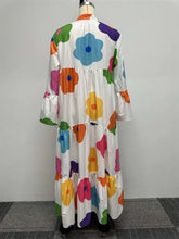 Floral Print Long Sleeve Shirt Dress for Women Spring Autumn Button-up Straight Loose Oversized Casual Long Dresses Vestidos