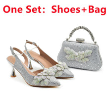 New Arrival Party Shoe and Bag Set for Women Italy Full Diamonds High Heels Luxury Woman Pumps Matching Italian Shoe and Bag Set