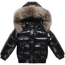 Kids Winter Down Jacket For Real Fur Waterproof Shiny Thick Warm Jackets
