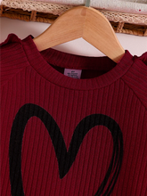 Spring and Autumn children fashion sports set girls sweater + casual pants two-piece girls cartoon heart printed clothing