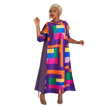 2023 Fashion African 3/4 Sleeve Polyester Plus Size O-Neck Pleated Long Dress Dashiki African Clothes African Dresses for Women