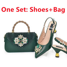 Fashion African Matching Shoes and Bags for Party Nigerian Women Nigerian Italian Shoes and Bags Set Decorated with Rhinestone