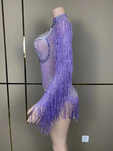 Stage Latin dance cha-cha dance practice suit stretch slim skirt fringe flash small diamond pearl design suit