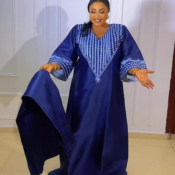Plus Size African Clothes for Women 2025 New African Dashiki Ankara Embroidery Robe Bazin Design Wedding Party Dresses