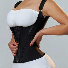 Latex waist cincher corset-style tummy control belt with zipper and button closure, retro shaping top.