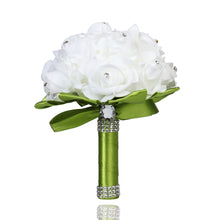 Cheapest PE Rose Bridesmaid Wedding Foam flowers Rose Bridal bouquet Ribbon Fake Wedding bouquet