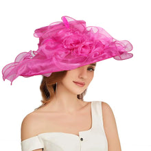 Women's Fascinators Organza Sun Hats Wide Brim Wedding Bride Tea Party Church Fedoras Hat