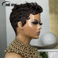 Curly Remy Human Hair Pixie Cut Short Wigs For Women