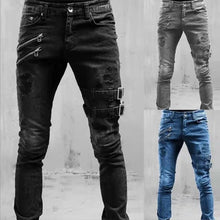 2025 New Street Skinny Ripped Jeans Men Denim Pencil Pants Wash Casual Mid Waist Trousers Slim Daily Wear Joggers Y2K Clothing