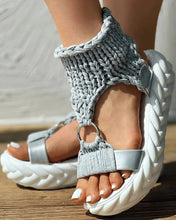 2024 Hot Seller New Gold Knitted Sandals for Women Braided Elastic Summer Shoes Mesh Flat Bottom Hollow Out Female Sandals