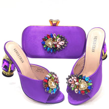 2022 Yellow Color Luxury Rhinestone Heel Fashion Party Women's High Heels Elegant Evening Sandals Wedding Bags and Shoes with
