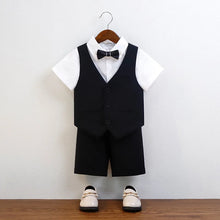 Children Green White Baptism Photography Suit Kids Vest Shirt Shorts Bowtie Ceremony Costume Boys Breathable Wedding Dress