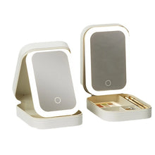 Makeup Storage Box With Led Light Mirror Portable Travel Cosmetic Case Touch Light Makeup Brushes Beauty Tools Storage Organizer