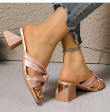 Women's Sandals Square Head Heels Sandals For Heeled Summer Shoes Woman Fashion Slippers Summer Sandalias De Mujer Heels Shoes