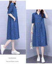 Oversized 5XL Single Breasted Denim Dress For women 2024 Summer New Short sleeved Shirt Denim Dresses Female Casual Clothes