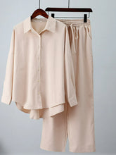 Summer Outfits for Women 2023 Fashion Loose Elastic Wrinkle Long Sleeve Shirt Wide Leg Pants Casual Set for Women 2 Piece Set