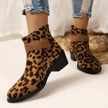 Women's High Heels Track Design Leopard Print Boots