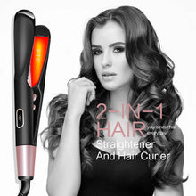2 In 1 Pro Twist Hair Straightener And Curler Spiral Wave Curling Gold Titanium Flat Iron Straightening Curling Styling Tool