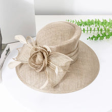 Luxury Blue Sinamay Church Hat For Women Elegant Feather Wedding Bridal Bowler Hats Cocktail Party Derby Cap Chapeau Femme