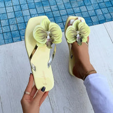 New Flip Flops Women's Slippers 2025 Summer Square Toe Flat Sandals Outdoor Casual Slippers Women Fashion Flowers Shoes Ladies