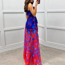 Women Sexy Strapless Ruffle Irregular Maxi Dress Spring Print Mesh Pleated Long Dress Summer Off Shoulder Backless Party Dresses