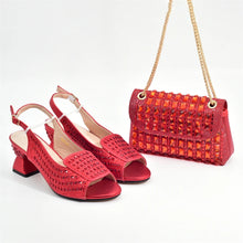 New Fashion Italian Shoe and Bags Matching Set Decorated with Rhinestone Luxury Designer Women Party Pumps Elegant Bridal Shoes