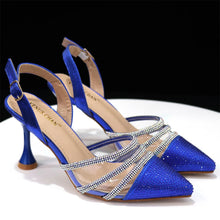 Venus Chan Shoes for Women 2023 Pointed Toe Black Heels Rhinestone Chain Party Sandals Italian Shoes and Bags Matching Set 2023