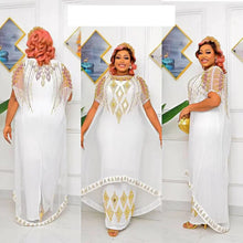 Fake Two-Piece African Dresses for Women 2025 Traditional Nigeria Mesh Hot Drill Caftan Dress Abaya Musulman Robe Femme Clothes