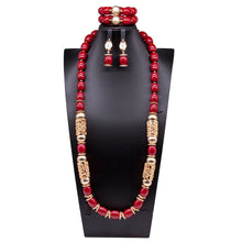 32 inches Long Orange Beads African Jewelry Set Women Bridal Party Costume Necklace Jewelry Set