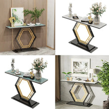 Console Table for Entryway with Geometric Base Sleek Sintered Stone Top Long Accent Table for Hallway,Foyer Decor,Stora