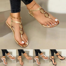 2024 The New Summer Sandals Women Fashion Casual Beach Outdoor Flip Flop Sandals Metal Decoration Ladies Flat Shoes Plus Size