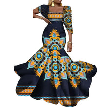 African Dresses for Women Wedding Party Elegant Lady Wax Print Plus Size Long Clothing Vestido KG920
