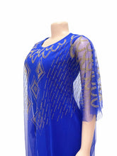 Fake Two-Piece African Dresses for Women 2025 Traditional Nigeria Mesh Hot Drill Caftan Dress Abaya Musulman Robe Femme Clothes