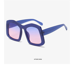 Retro Big Square Gradient Orange Sunglasses For Women New Fashion Luxury Designer Unique Oversized Ladies Sun Glasses Shades