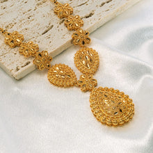 9999 24K real gold Bridal Necklace Earrings two-piece India Dubai Jewelry drop shaped sarcopenia jewelry set