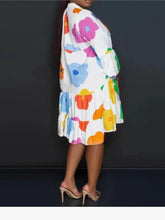 Autumn Women's New Loose Fashionable Printed Long Sleeved Sexy V-neck Single Breasted Shirt Big Swing Half Body Jumpsuit