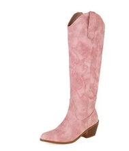 Pointed Toe Knight Boots for Women Brown PU Leather Knee High Boots Woman  Autumn Winter Western Cowboy Long Botas Mujer 2024