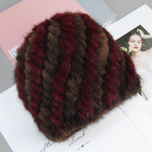 Women's Faux Fur Natural Knitted Cap Fashionable Fluffy Beanie