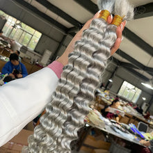 Brown Colored Human Braiding Hair 2 Bundles/Pack 100g 18 Inch Deep Wave Curly Bulk 100% Human Hair for Braiding No Weft 10A