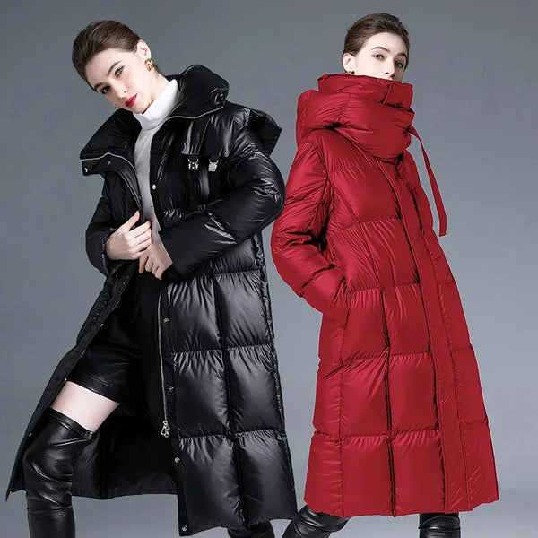 Women's Winter High End Down Jackets Thick Warm Long Coat