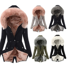 Women's Faux Fur Collar Hooded Warm Cotton Jacket