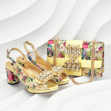 Italian Shoes and Bags Matching Set with Rhinestone Wedding Shoes for Women Bride Luxury Full Rhinestone Party Pumps for Ladies