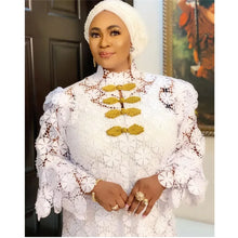 White Lace Dress For African Women Abaya Dubai Moroccan Kaftan Loose Maxi Dresses Eid Ramadan islamic Clothing African Dashiki