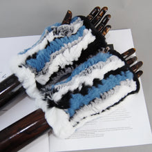 Women's Knit Faux Fur Winter Warm Finger-less Gloves