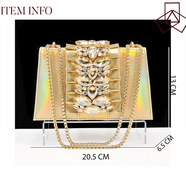Queena Yan Spot goods INS Gold Color Elegant Women Heels Shoes and Bag Set Decoration Rhinestones Women High Heels Shoes