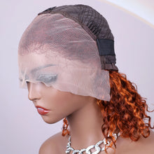 Ginger Orange Brown Colored Water Wave Bob Wigs Transparent 13x4 Lace Front Human Hair Wig For Women P4/350 Highlight Curly Wigs