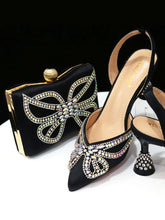 Venus Chan 2023 Yellow Classy Bowknot Pointed Toe Women's Shoes High Heel Elegant Sandals Shallow Mouth Shoes Bag Set Women