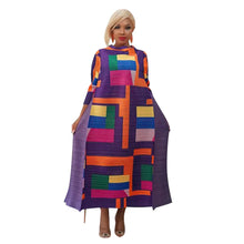 2023 Fashion African 3/4 Sleeve Polyester Plus Size O-Neck Pleated Long Dress Dashiki African Clothes African Dresses for Women